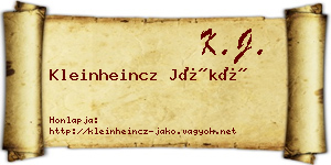 Kleinheincz Jákó névjegykártya